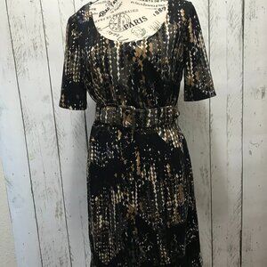 Ann Taylor jersey knit dress, short sleeves, with belt size 6 career, office